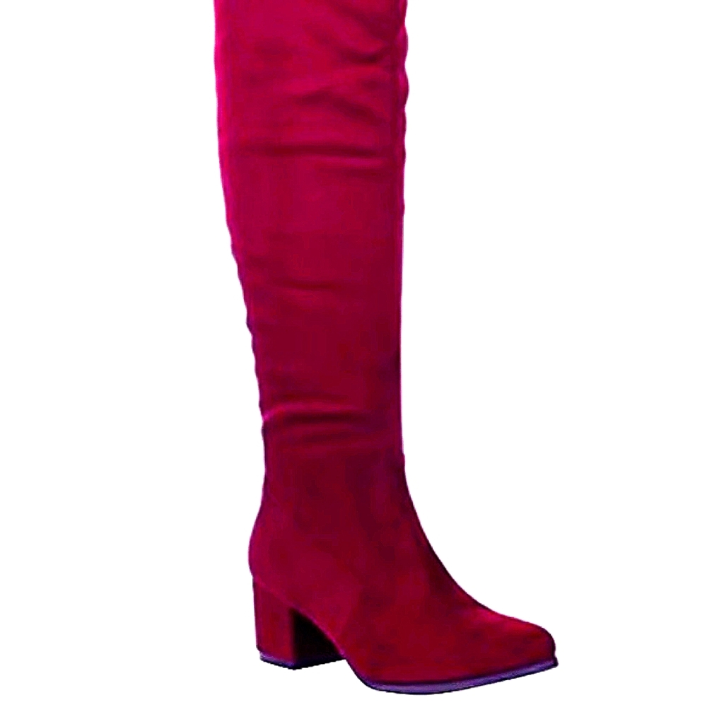 Refresh - Tall  Suede Wine Colored Knee High  Boots - Picture 2 of 7